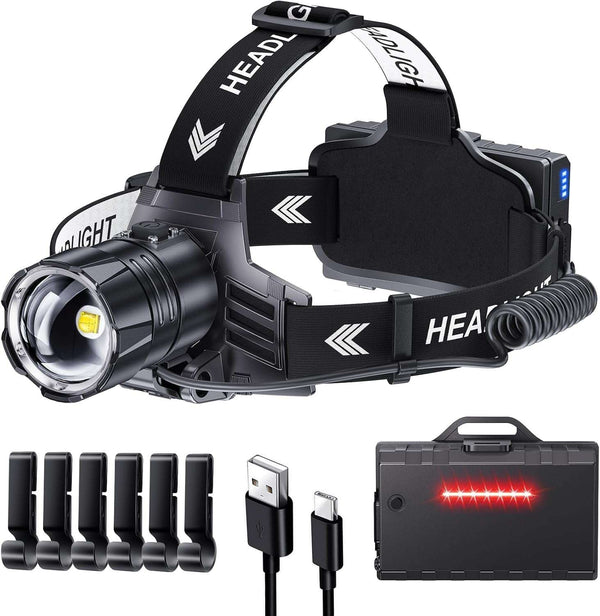 Sinvimes rechargeable headlamp with 95-hour battery life — IPX7 waterproof camping and work headlamp