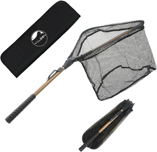 Folding fishing net 16 inch hoop with telescopic aluminum handle