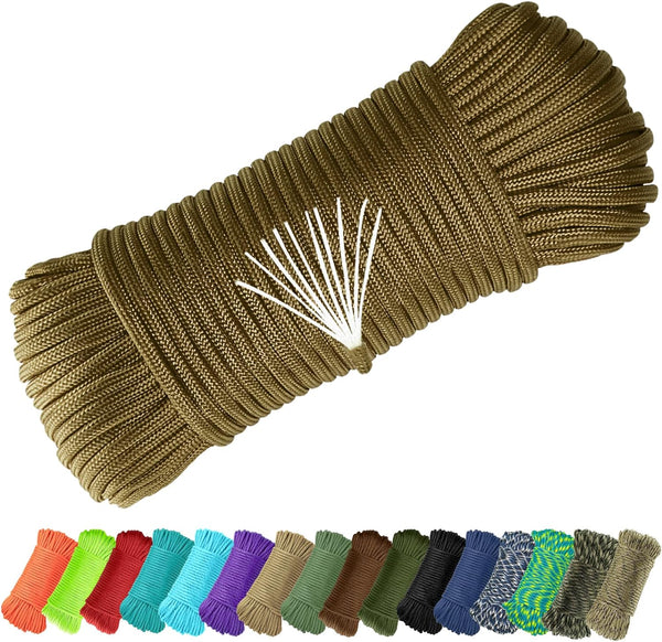 50 feet mil-spec 650 paracord with 10-strand core