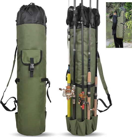 Waterproof canvas fishing rod case carrier — multi-rod travel bag