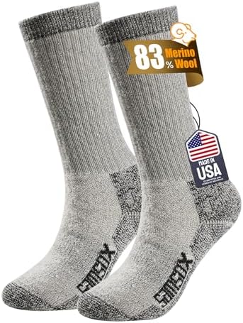 SAMSOX Merino Wool Boot Socks, Made in USA, Heavyweight with Full Cushion