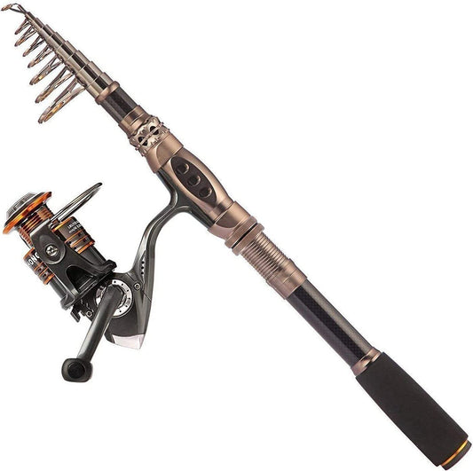 Carbon fiber telescopic fishing rod and reel combo — travel fishing kit