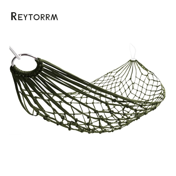 Portable nylon mesh hammock hanging bed for outdoor camping