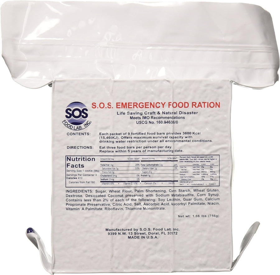 SOS Rations emergency 3600 calorie food bar cinnamon coconut 2-pack