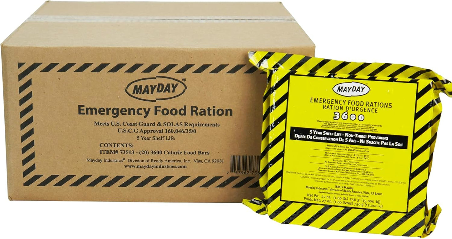 Mayday Food Ration Bars — 3600 Calorie, 72-Hour