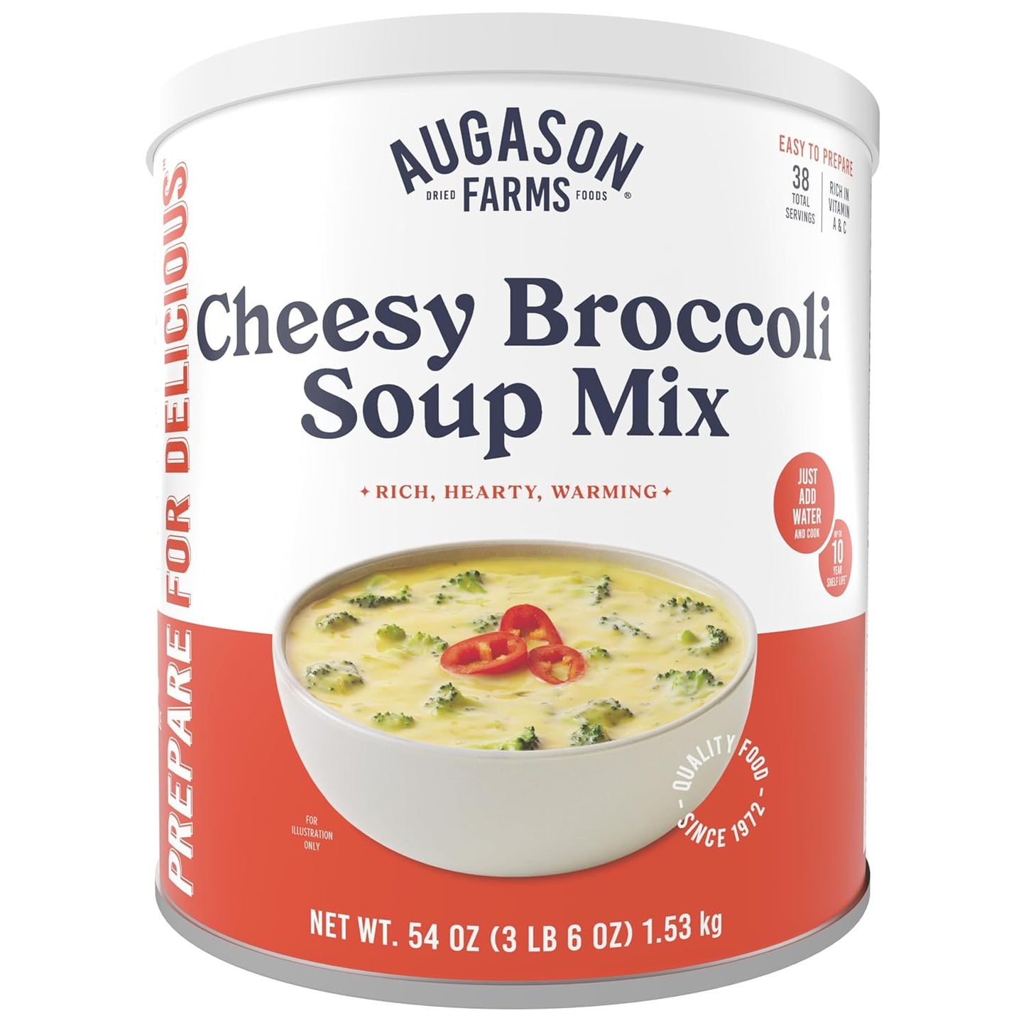 Augason Farms Cheesy Broccoli Soup Mix - 38 Servings