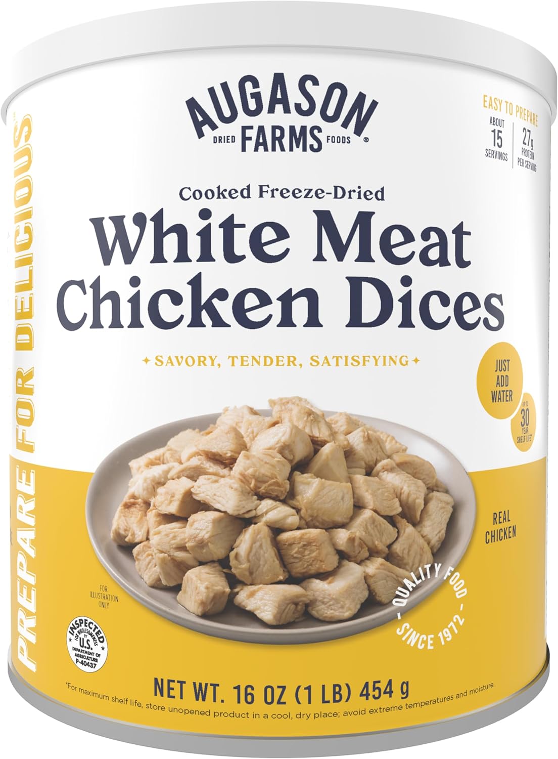 Augason Farms White Meat Chicken Dices - 15 Servings
