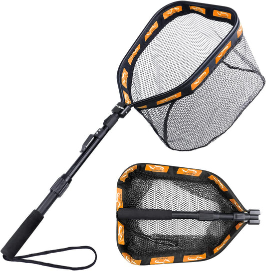 Rubber coated floating fishing net — catch and release landing net foldable