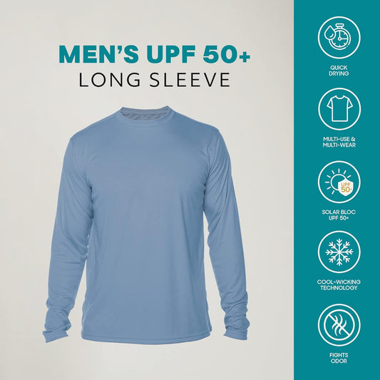 UPF 50+ men's long sleeve outdoor sun protection shirt
