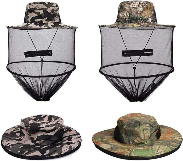 2-pack army green head net hat with retractable hidden mesh