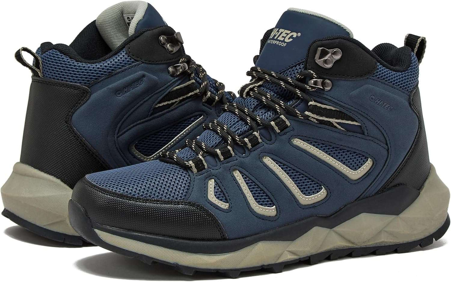 HI-TEC Valley Geo Mid Waterproof Hiking Boots for Men, Lightweight Breathable Outdoor Trekking and Trail Sneakers