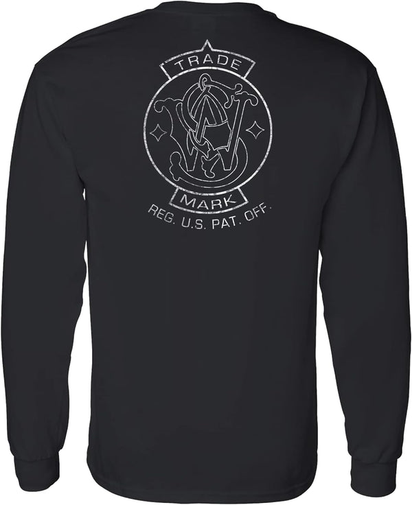 Smith & Wesson men's long sleeve T-shirt with trademark emblem logo on back and chest