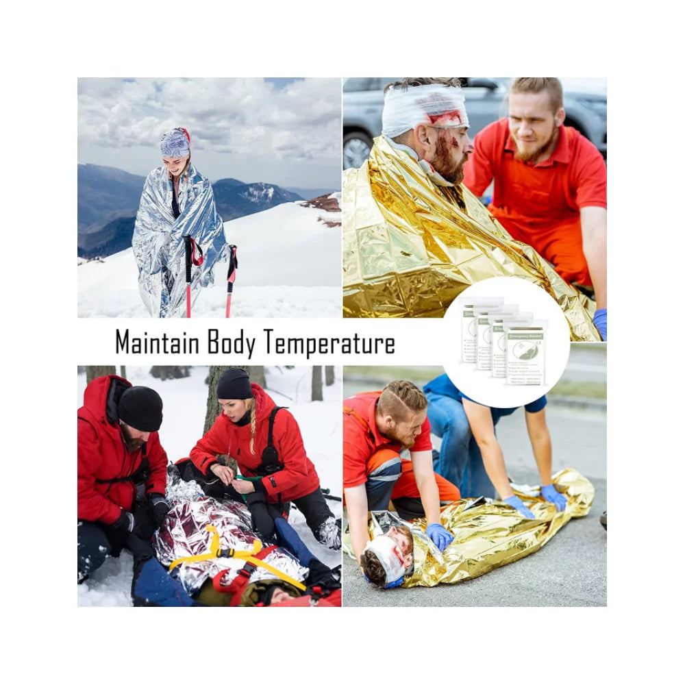 Set of 8 Emergency Mylar Thermal Blankets for First Aid, Camping, Hiking, and Outdoor Activities - Peak Performance Outfitters