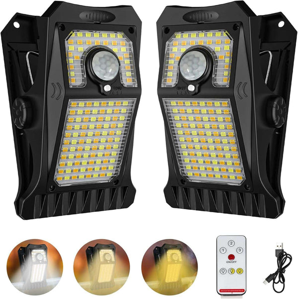 Solar motion sensor security lights outdoor — 118 LED 2-pack