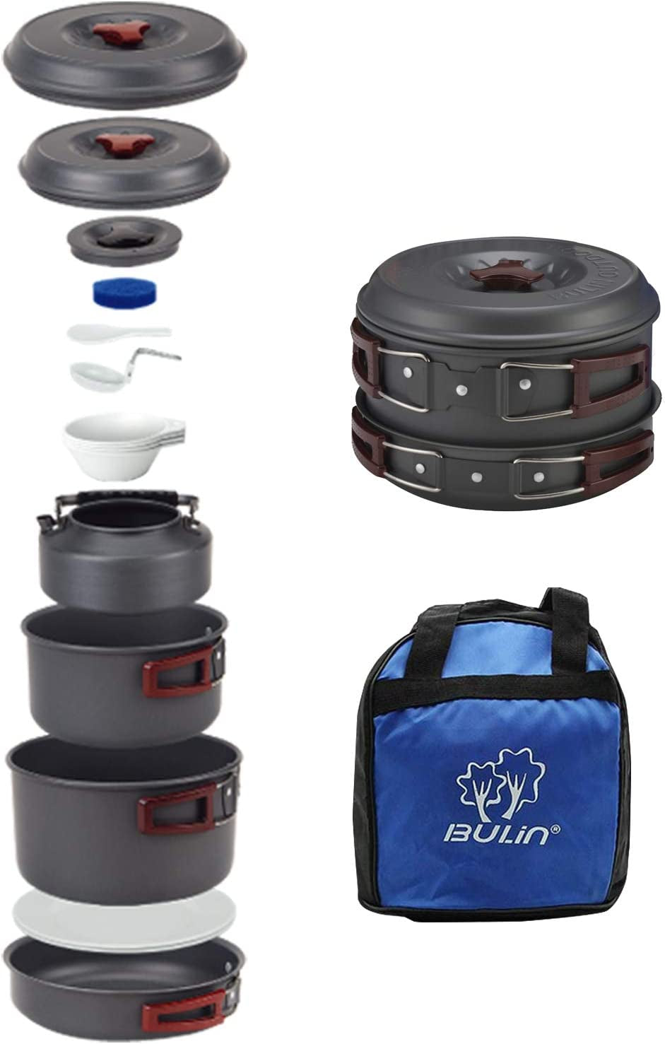 Outdoor Camping Cookware Set - Lightweight Pots, Pans, and Cooking Gear for Family Hiking and Picnics