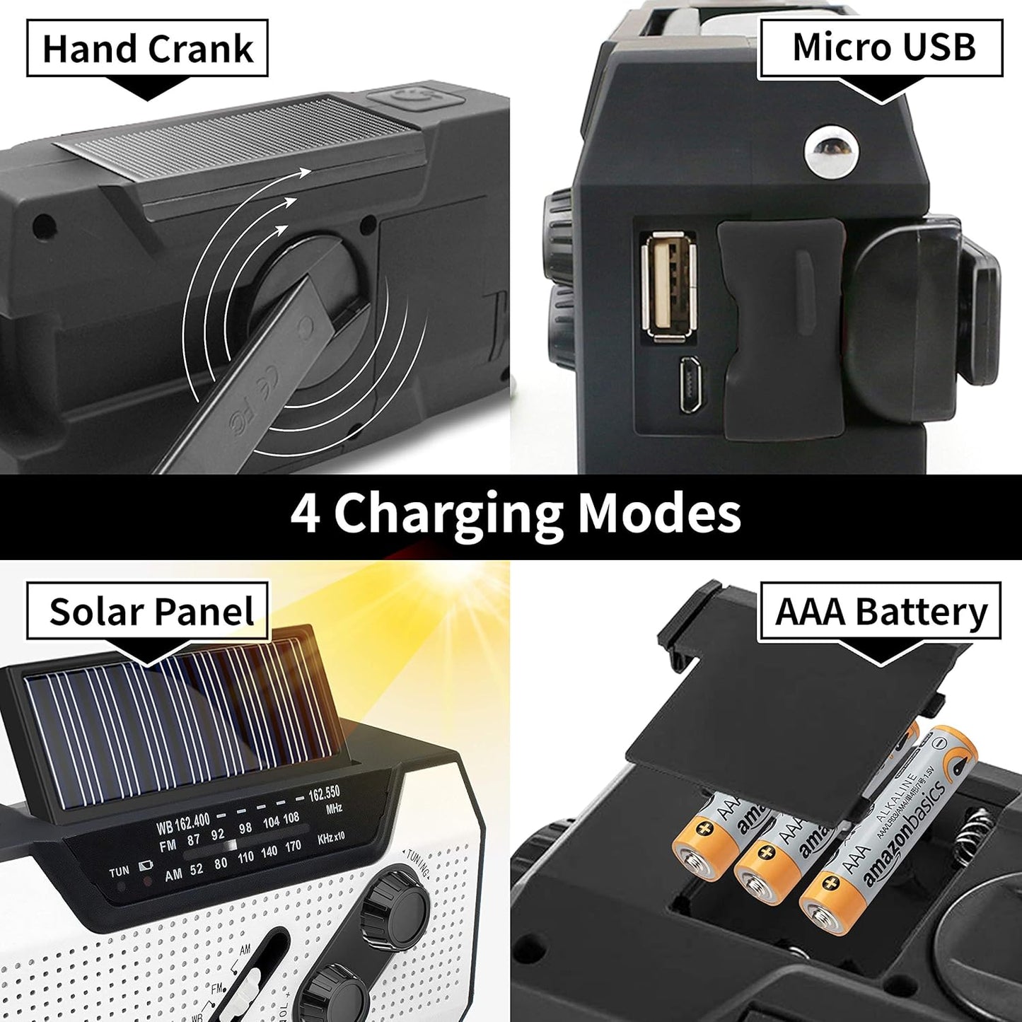 Emergency Solar Hand Crank AM/FM/NOAA Weather Radio with LED Flashlight and Power Bank Charger - Peak Performance Outfitters