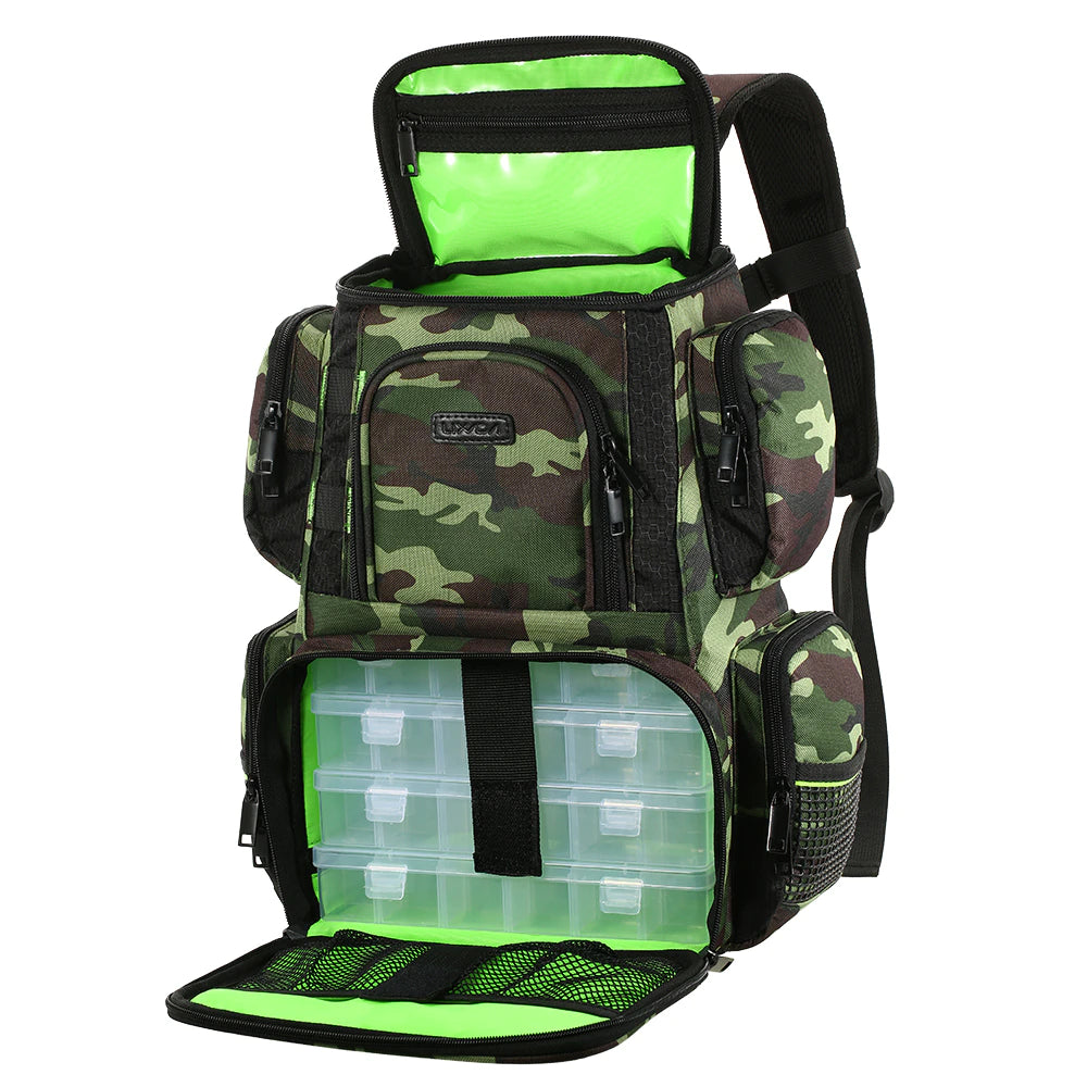 Lixada Waterproof Fishing Backpack with Adjustable Straps and Tackle Storage Bag + Tackle Boxes - Peak Performance Outfitters