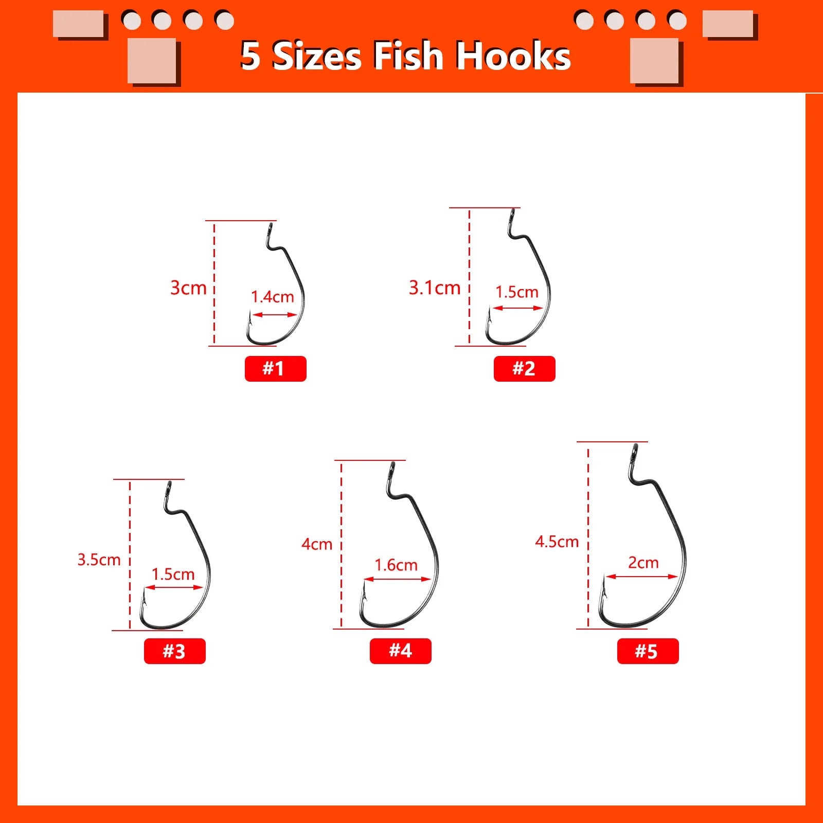 High-Carbon Steel Fish Hooks Set with Fishing Rod Bell and Storage Box - 100 Pieces, 5 Sizes - Peak Performance Outfitters