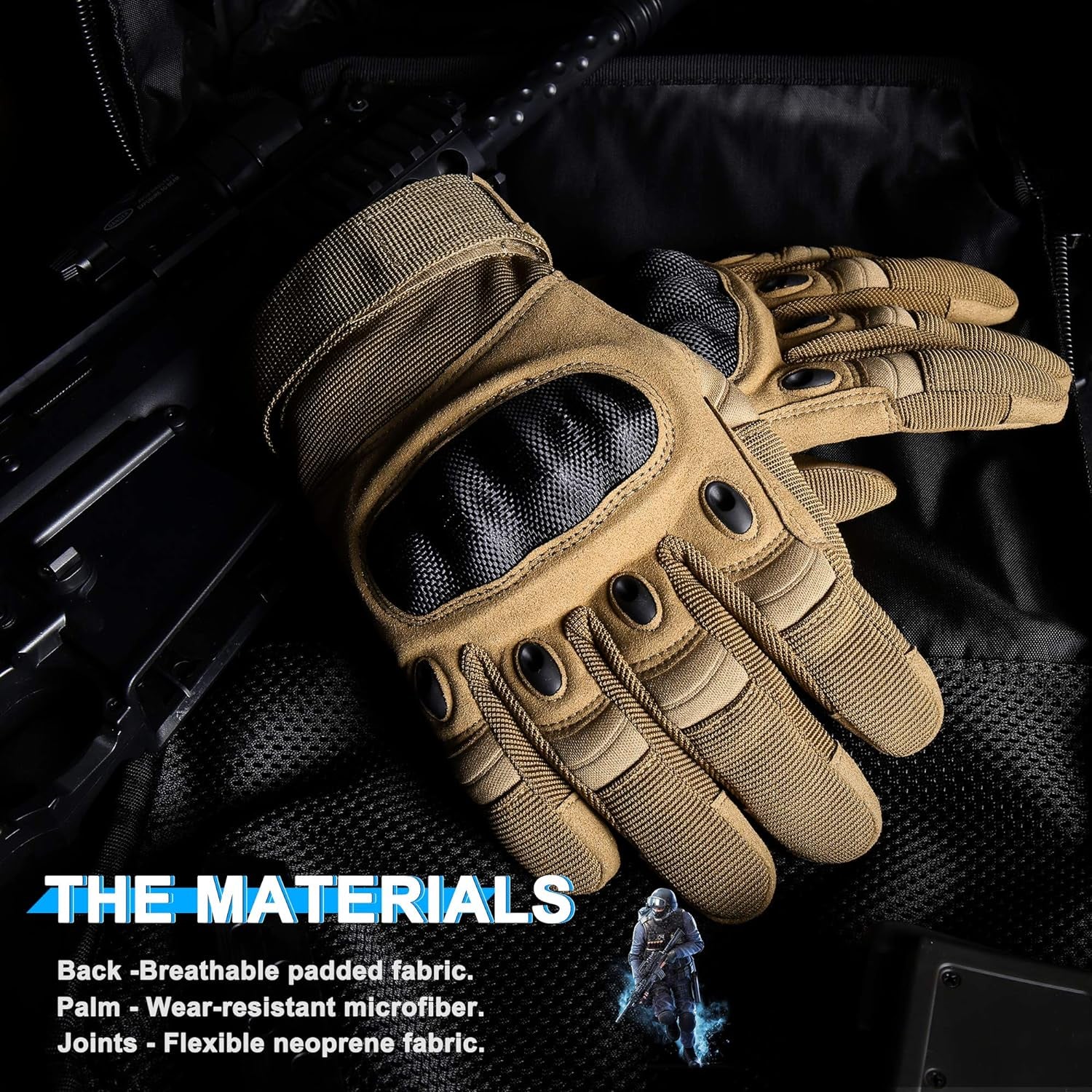 Men's Tactical Gloves with Touchscreen Capability for Airsoft, Paintball, and Motorcycle Use - Peak Performance Outfitters