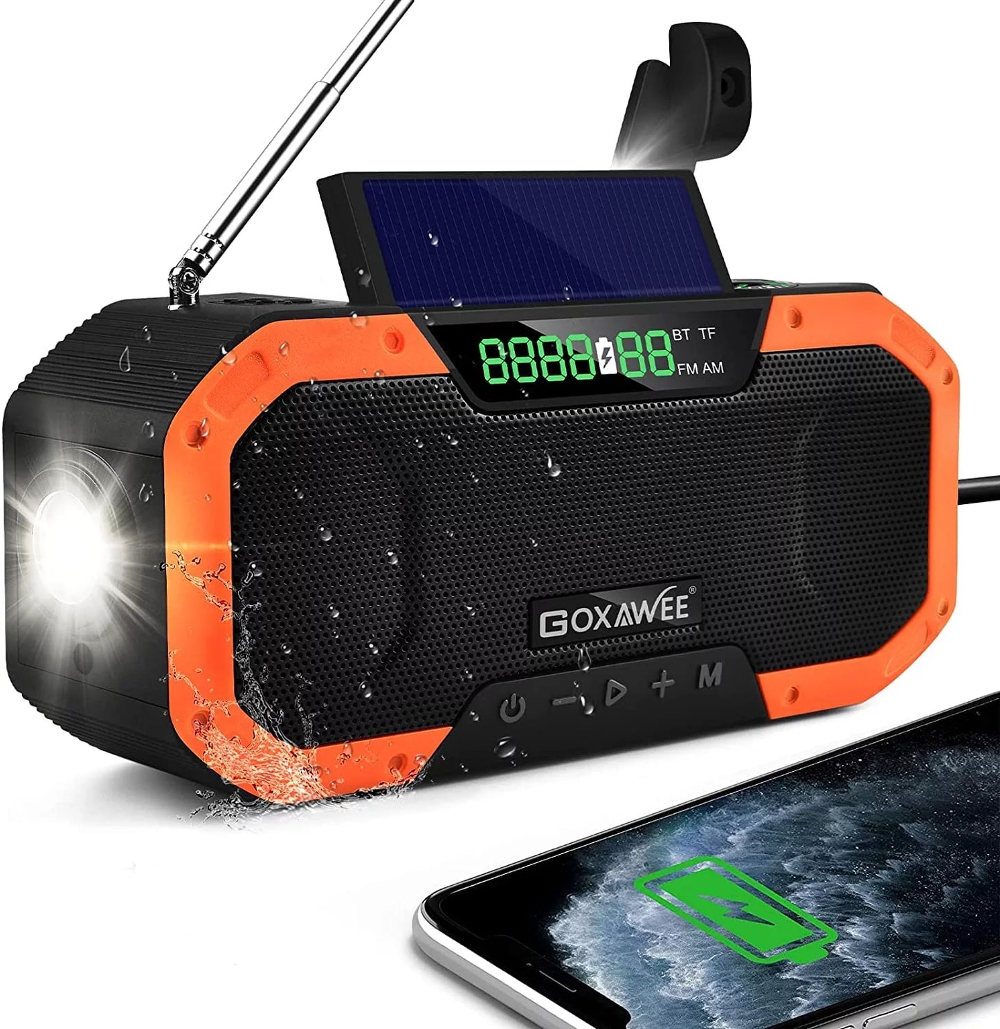 Portable Emergency Weather Radio with Bluetooth, AM/FM, TF, and NOAA Weather Alert - 5000mAh Solar Hand Crank Radio for Outdoor Camping and Hiking - Peak Performance Outfitters