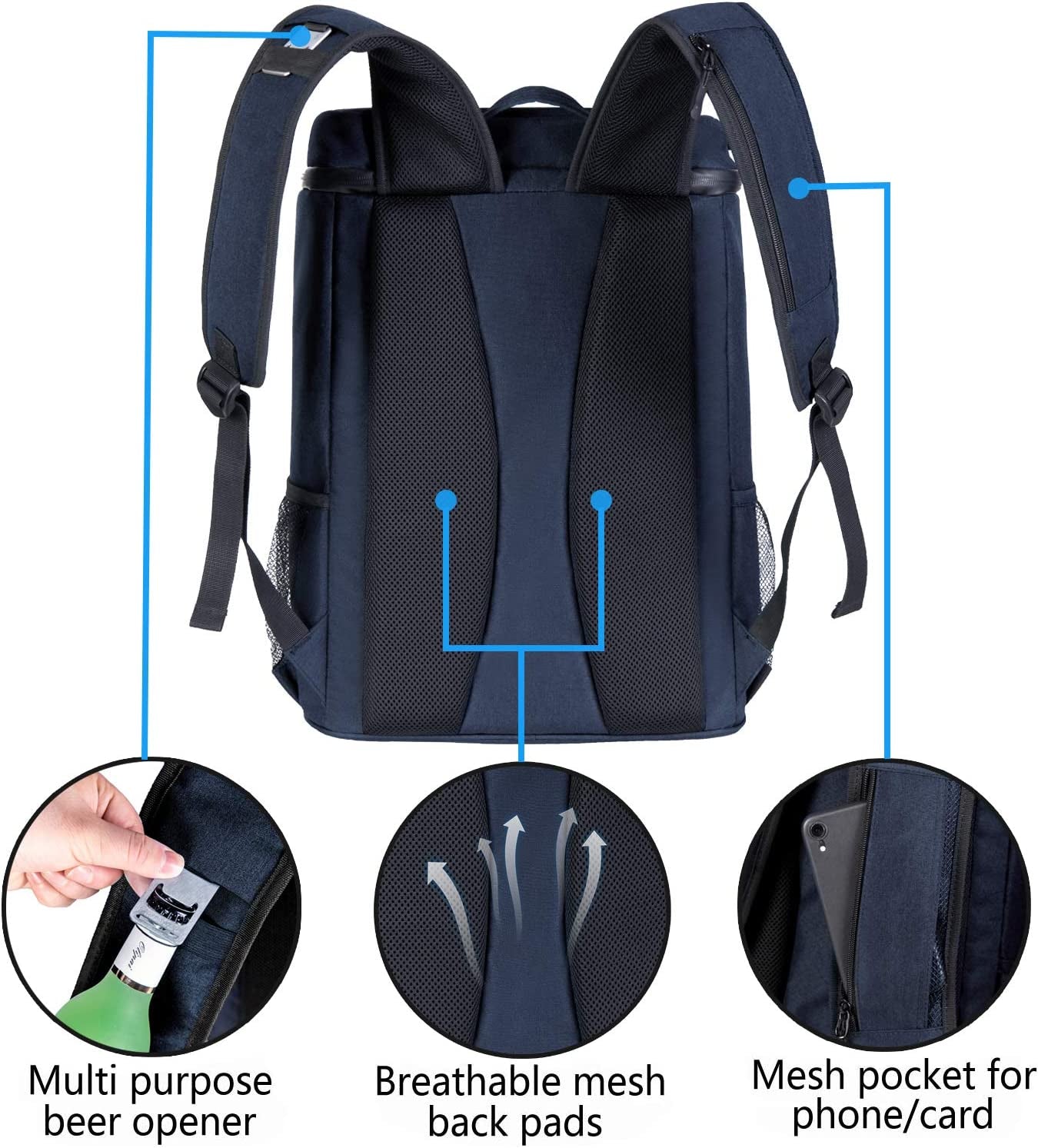 Professional Product Title: 30-Can Insulated Cooler Backpack for Men and Women - Leakproof, Lightweight, and Ideal for Work, Picnics, Beach, Camping, Hiking, and Day Trips - Peak Performance Outfitters