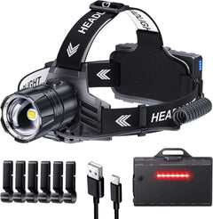 Sinvimes rechargeable headlamp with 95-hour battery life — IPX7 waterproof camping and work headlamp