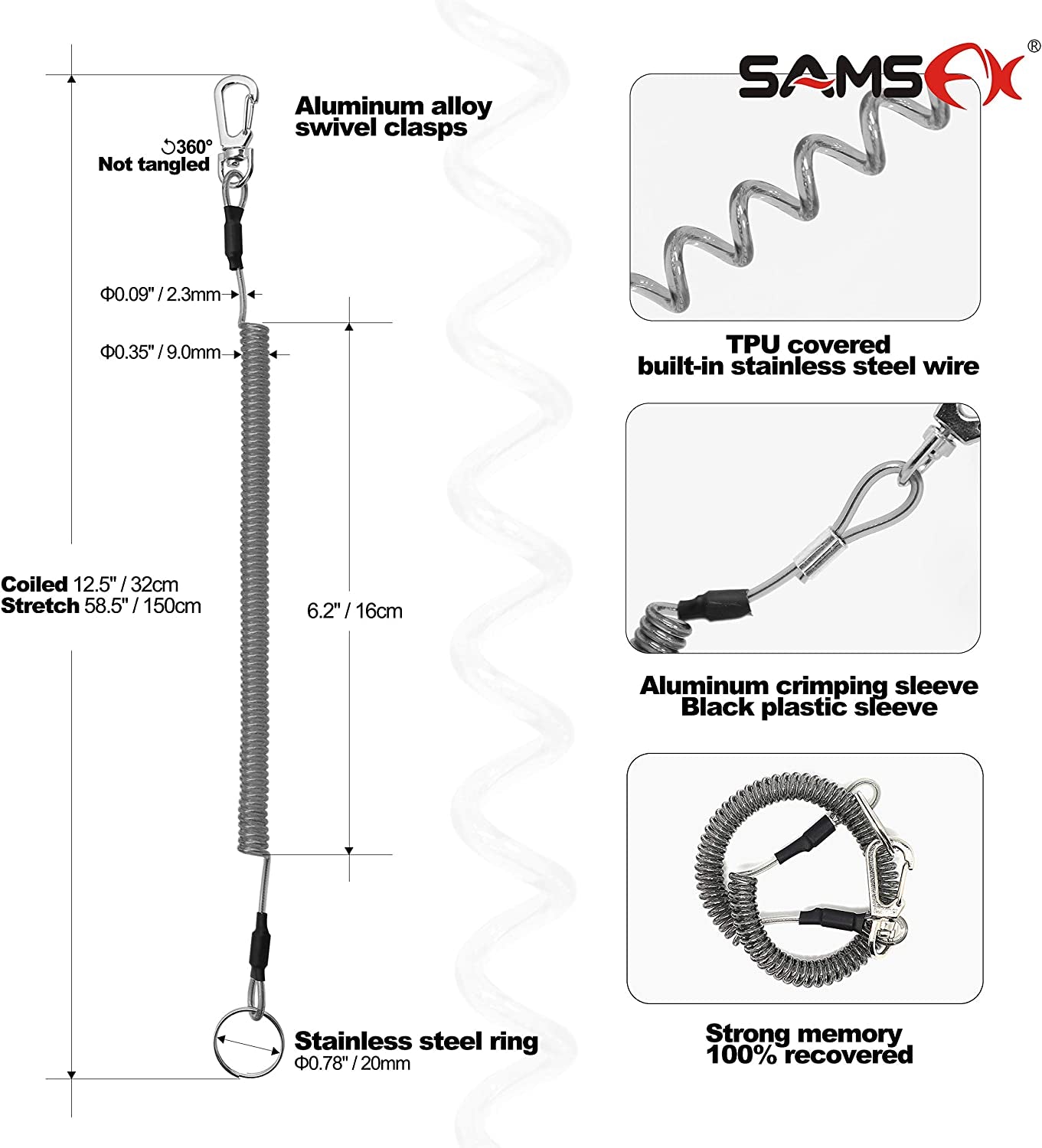 Multi-Function Fishing Braid Line Scissors Set for Freshwater and Saltwater - Black Braided Line Shears with Zinger & Lanyard