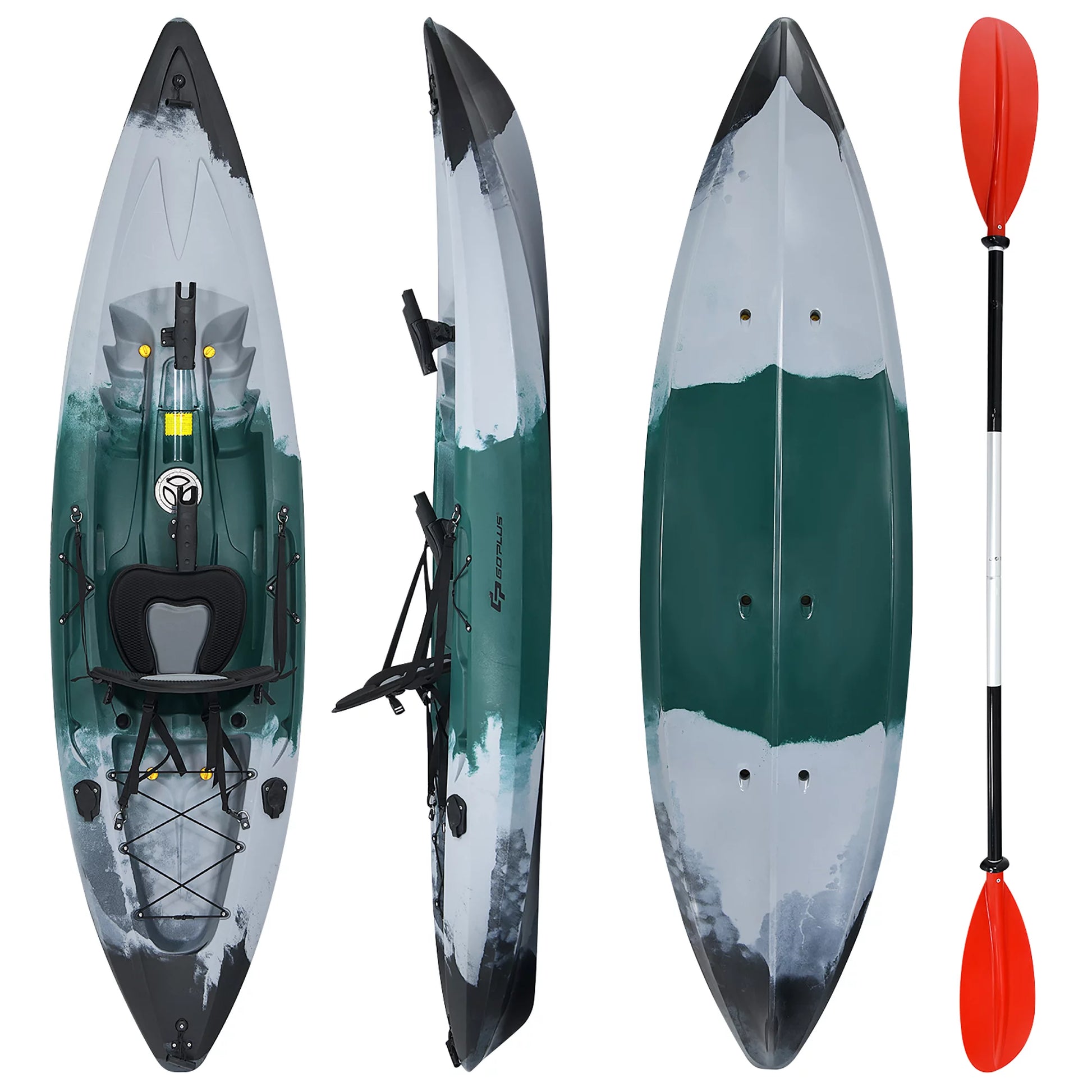 Sit-On-Top Fishing Kayak with Rod Holders and Paddle - Peak Performance Outfitters