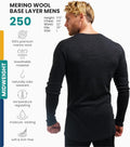 Merino.Tech Merino Wool Base Layer - Mens 100% Merino Wool Long Sleeve Thermal Shirts Heavyweight, Midweight, Lite with Socks