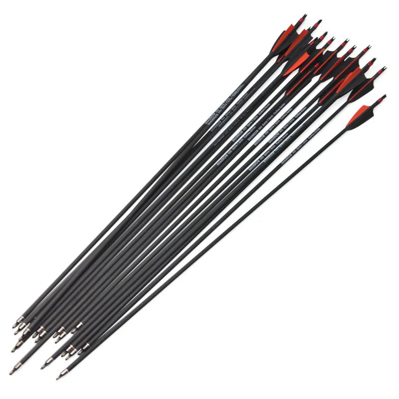 Set of 6 or 12 30-Inch Archery Carbon Arrows with Spine 400, 6.2mm Inner Diameter, 7.6mm Outer Diameter, 3-Inch Rubber Vanes - Ideal for Target Shooting, Hunting, and Bow Accessories - Peak Performance Outfitters