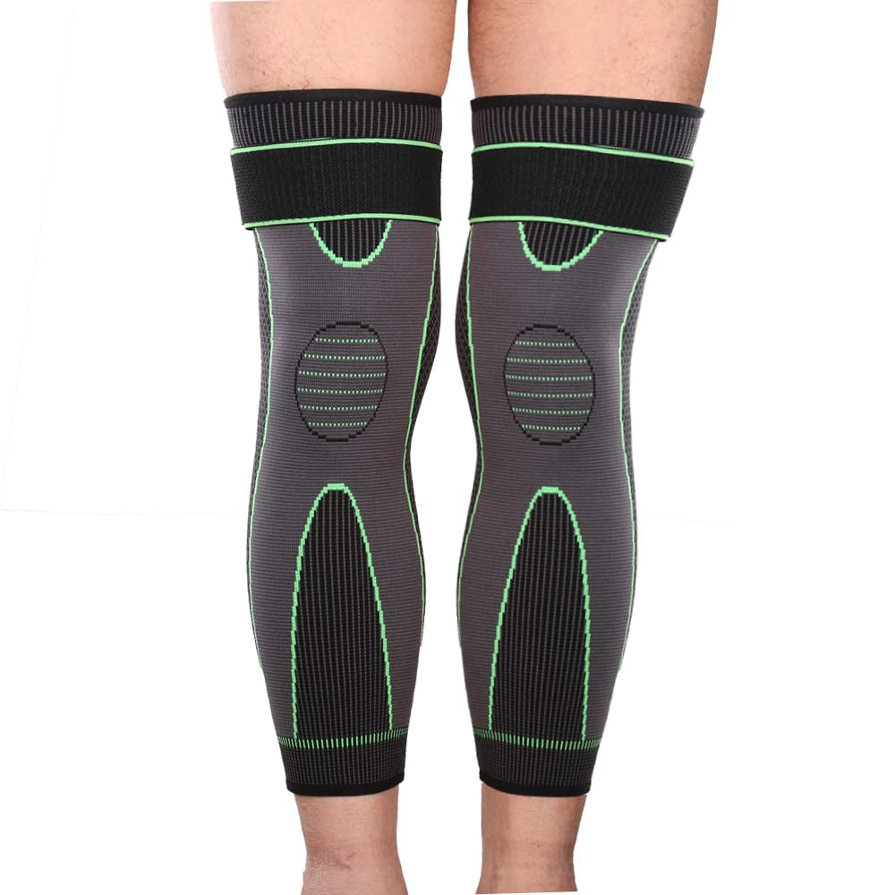 Compression Full Leg Sleeves with Knee Support - Green, X-Large (1 Pair) - Peak Performance Outfitters