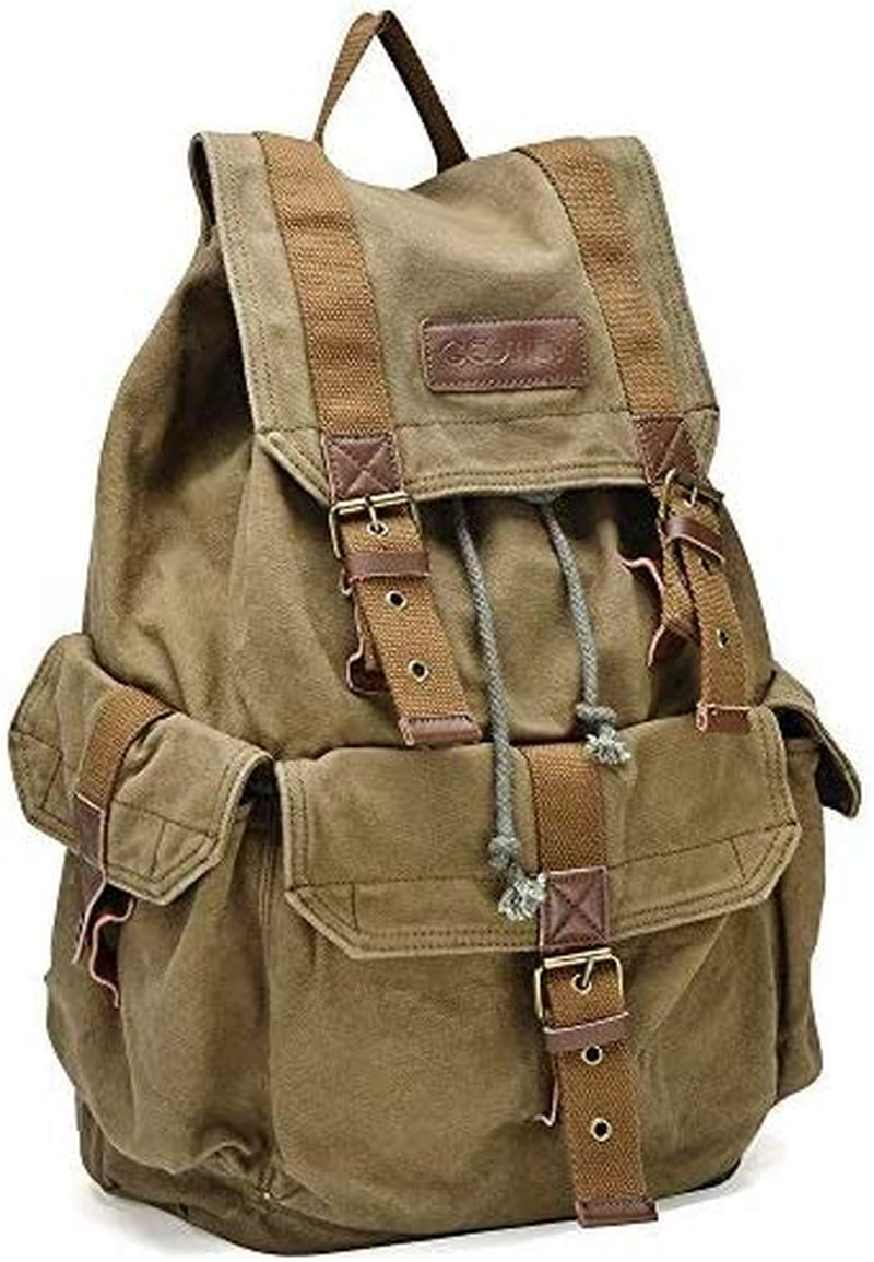 High Density Thick Canvas Backpack Rucksack in Army Green - Large - Peak Performance Outfitters