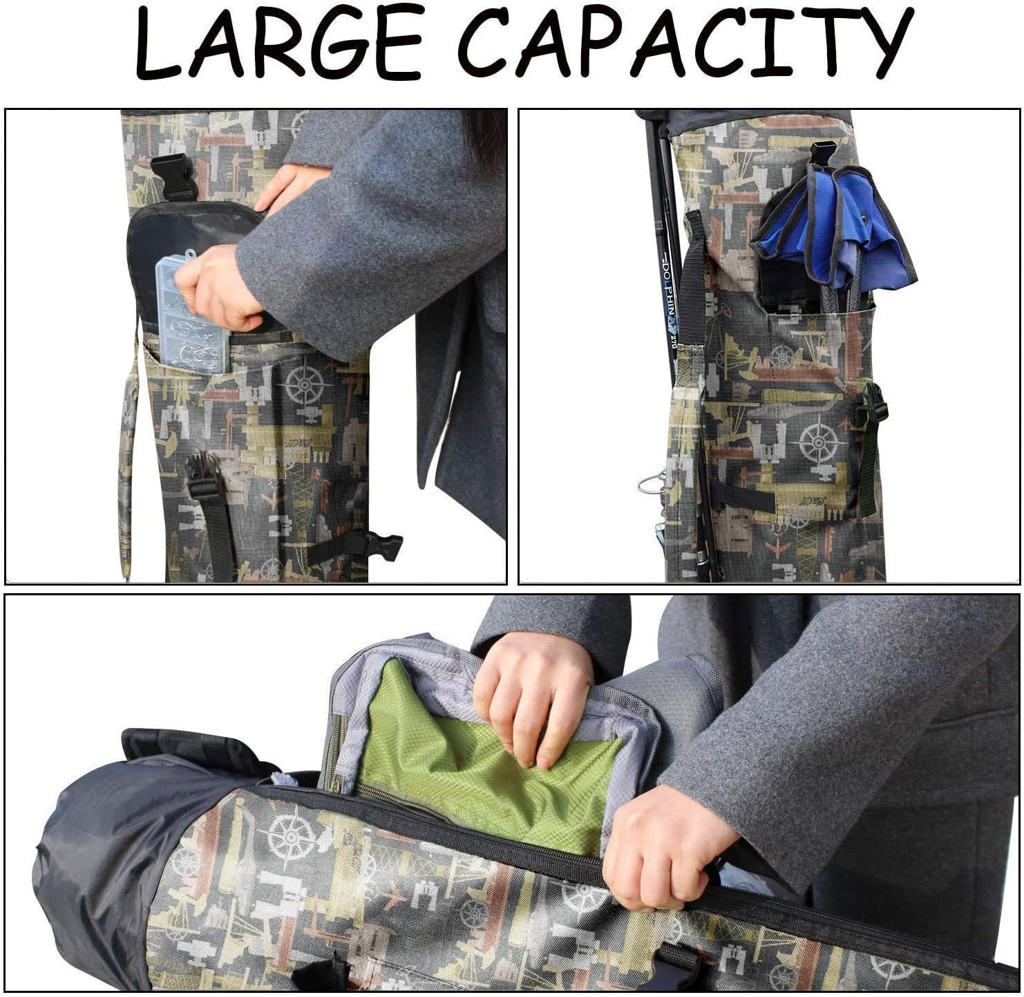 Canvas Fishing Rod and Reel Organizer Travel Carry Case - Holds 5 Poles and Tackle - Peak Performance Outfitters