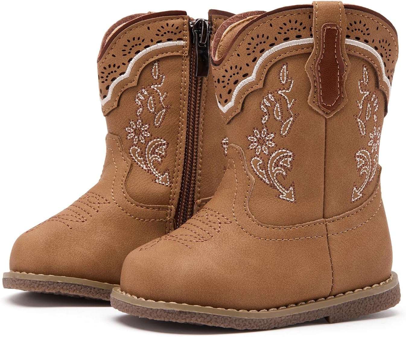 Bmcitybm Baby Cowboy Cowgirl Boots Infant Western Boots Toddler Boys Girls round Toe Riding Mid Calf Boots All Seasons for 6 9 12 18 24 Months