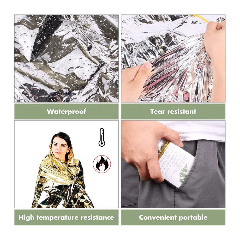 Set of 8 Emergency Mylar Thermal Blankets for First Aid, Camping, Hiking, and Outdoor Activities - Peak Performance Outfitters