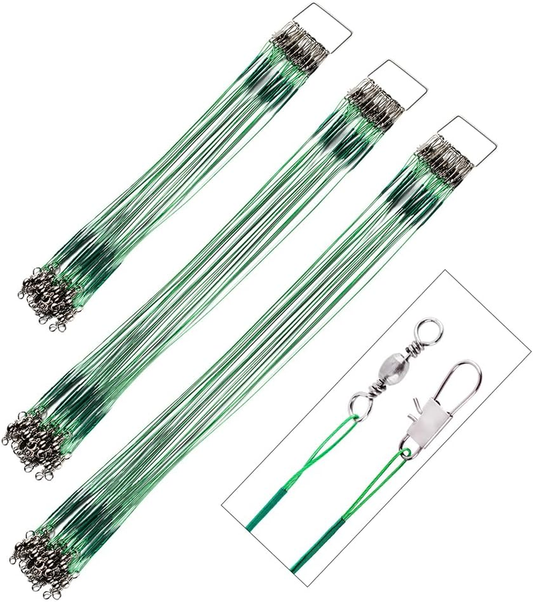 Stainless Steel Fishing Leaders with Swivels Snap Kits for Saltwater, Freshwater - 3 Sizes - Peak Performance Outfitters