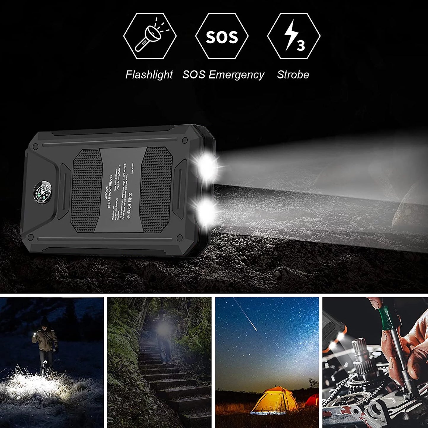 20,000mAh Solar Charger (Black) - Exclusive Availability at -US Store for Genuine Product - Peak Performance Outfitters