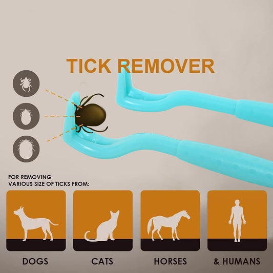 Tick Removal Tool for Humans, Dogs, and Cats - Quick and Easy to Use (Blue)