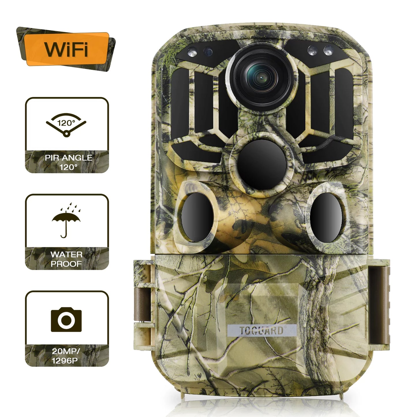 Wireless Bluetooth Trail Camera with 24MP 1296P Night Vision, 3 PIR Sensors, 0.2S Motion Activation, IP66 Waterproof Rating, 2.0 LCD Screen - Ideal for Outdoor Wildlife Monitoring and Hunting Deer - Peak Performance Outfitters