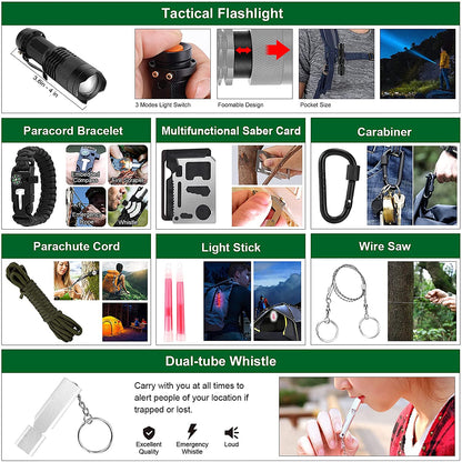 Professional 142-Piece Survival and First Aid Kit with Molle Pouch for Outdoor Camping Adventure