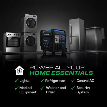 9,500 Watt Remote Start Quite Low THD Portable Tri-Fuel Inverter Generator
