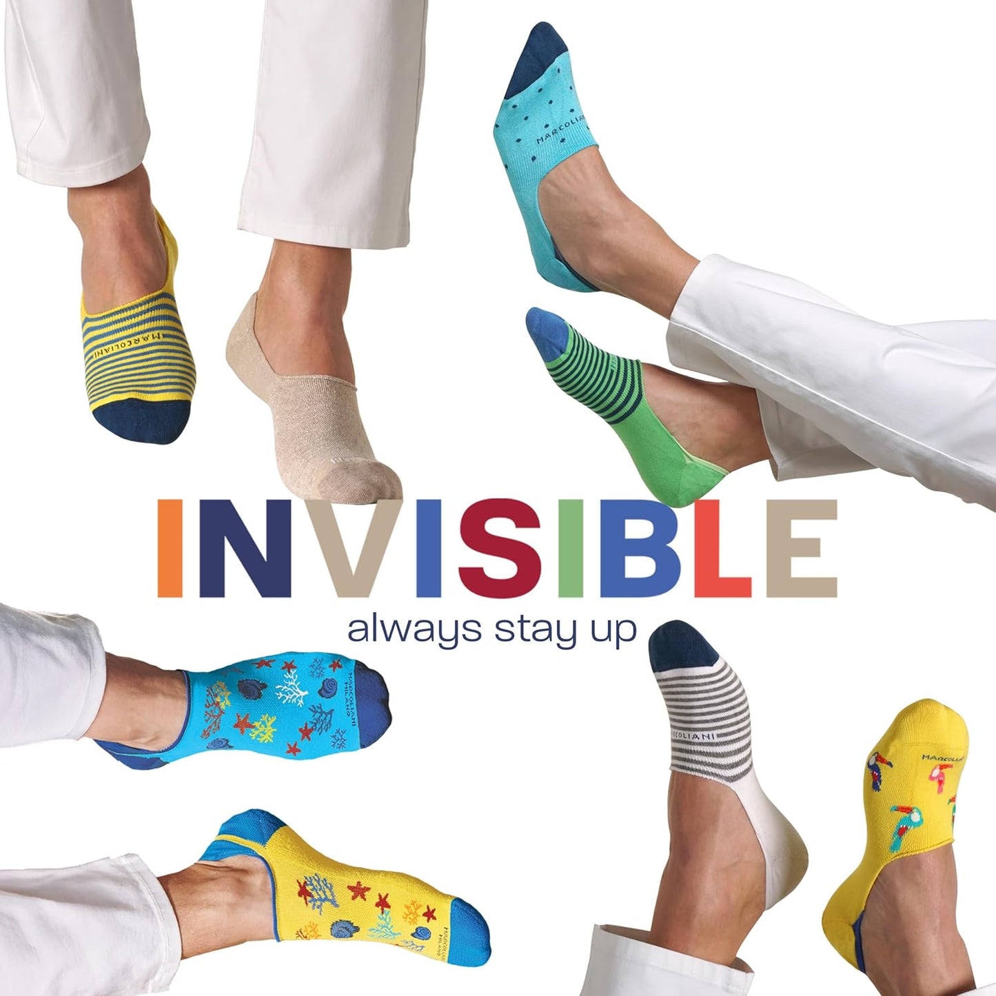 Marcoliani Milano Made in Italy - No Show Socks for Men - Always Stay up | Essence of Cotton Spritz Invisible Touch