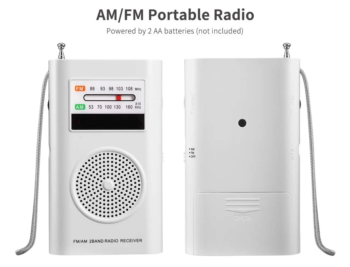 Portable AM FM Radio with Superior Reception and Headphone Jack - White - Peak Performance Outfitters