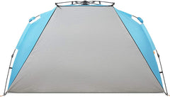 XL Beach Tent with Extended Zippered Porch for 4-6 Person Sun Shelter, UPF 50+, Instant Shader Dark Shelter, 99 Wide - Pacific Blue - Peak Performance Outfitters