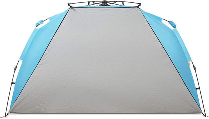 XL Beach Tent with Extended Zippered Porch for 4-6 Person Sun Shelter, UPF 50+, Instant Shader Dark Shelter, 99 Wide - Pacific Blue - Peak Performance Outfitters