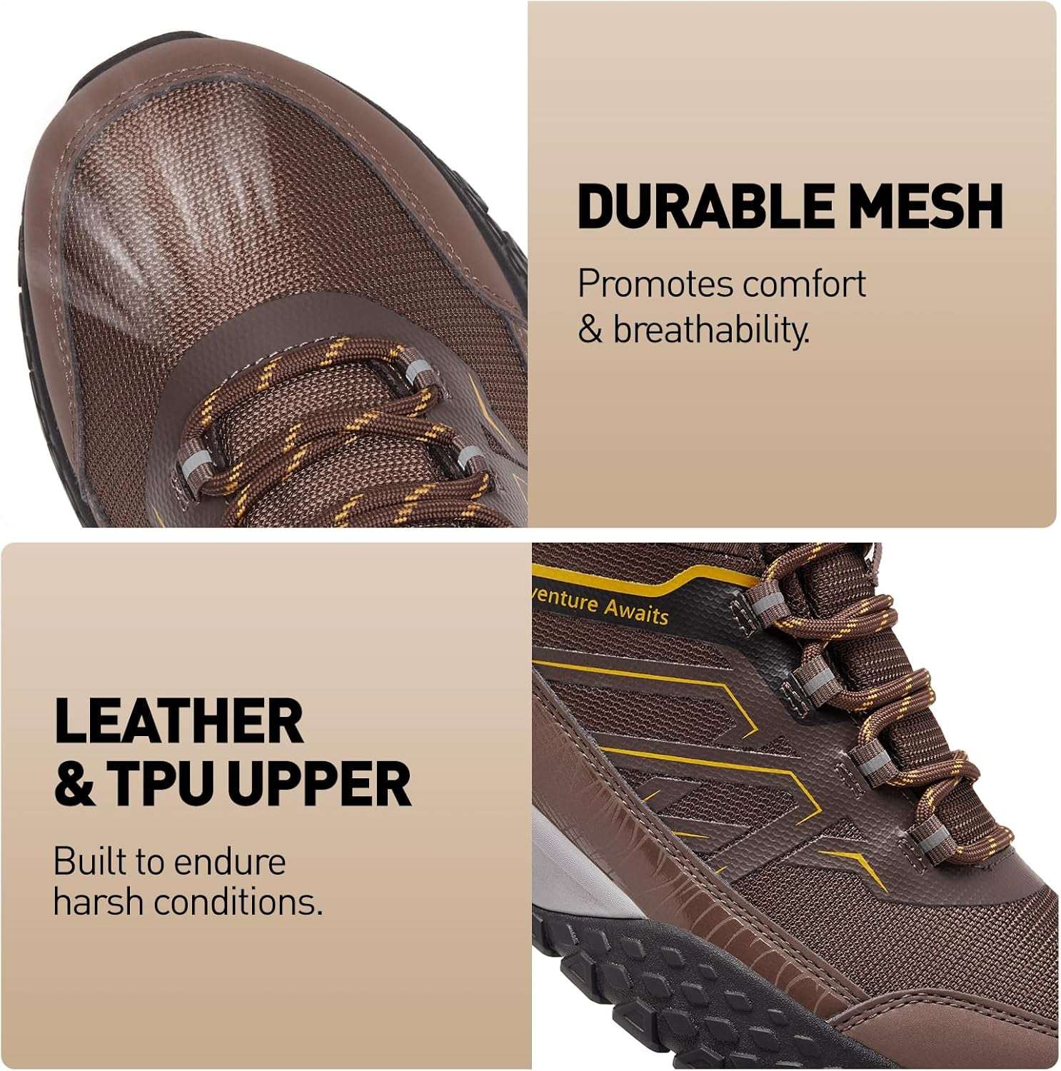 Men'S Waterproof Hiking Boots - Trekking Shoes for Men, Outdoor Camping Mountaineering Backpacking Boots, All Terrain Hiking Trail Shoes