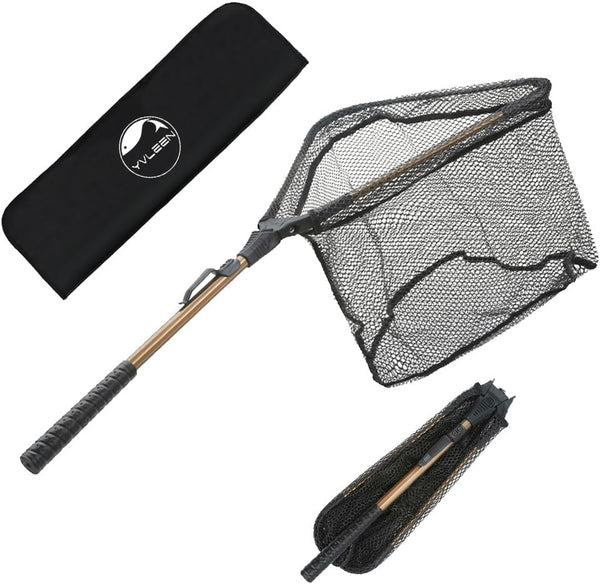 Folding fishing net 16 inch hoop with telescopic aluminum handle
