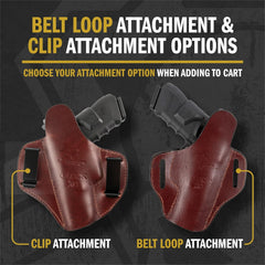 Premium Leather OWB Holster with 2 Slots for Glock, S&W M&P Shield, Springfield XD & Xds, and Similar Handguns - Made in the USA - Peak Performance Outfitters