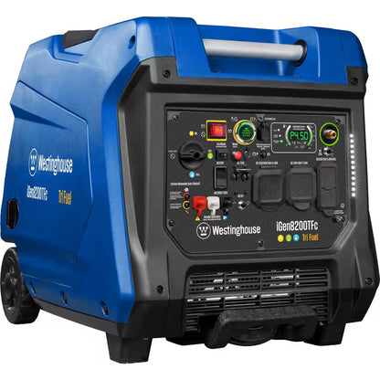 8,200-Watt Remote Electric Start Tri Fuel Gas, Propane, Natural Gas Powered Inverter Generator with CO Sensor