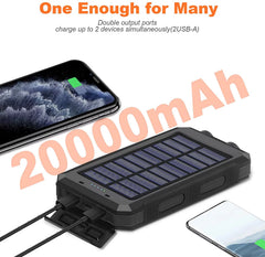 20,000mAh Solar Charger (Black) - Peak Performance Outfitters